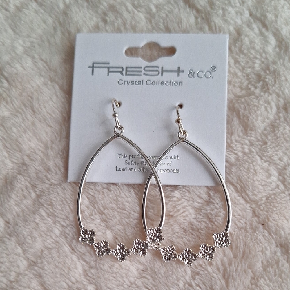 Silver  Earrings With Small Clovers